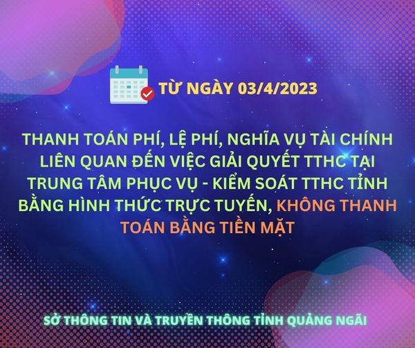 TỪ NGÀY 03/4, THANH TOÁN KHÔNG DÙNG TIỀN MẶT TRONG GIẢI QUYẾT TTHC TẠI TRUNG TÂM PV-KSTTHC TỈNH